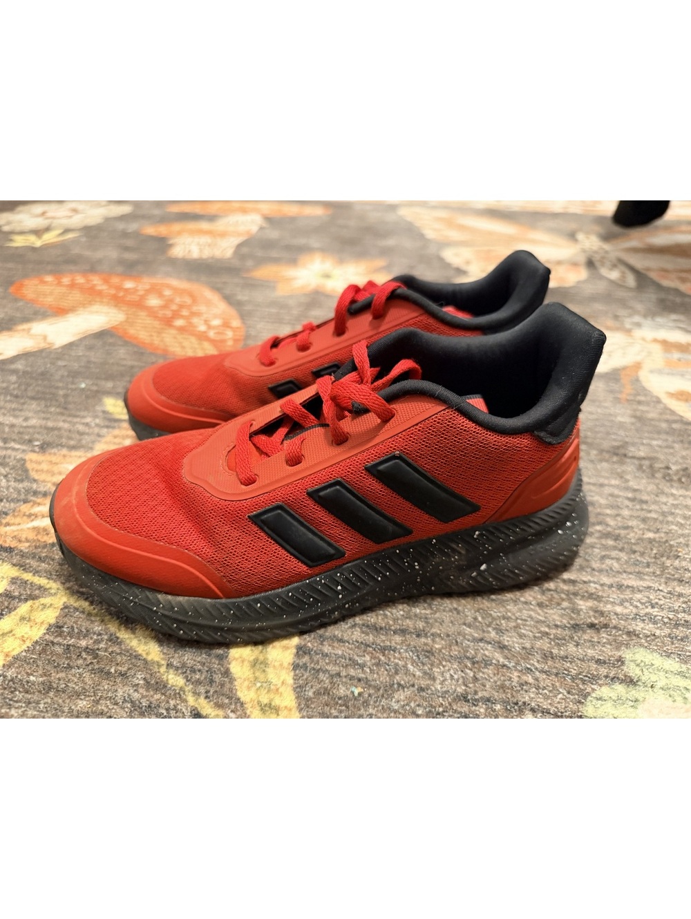 adidas Red Black Athletic Sneakers Kids Size 3.5Y Lace Up
